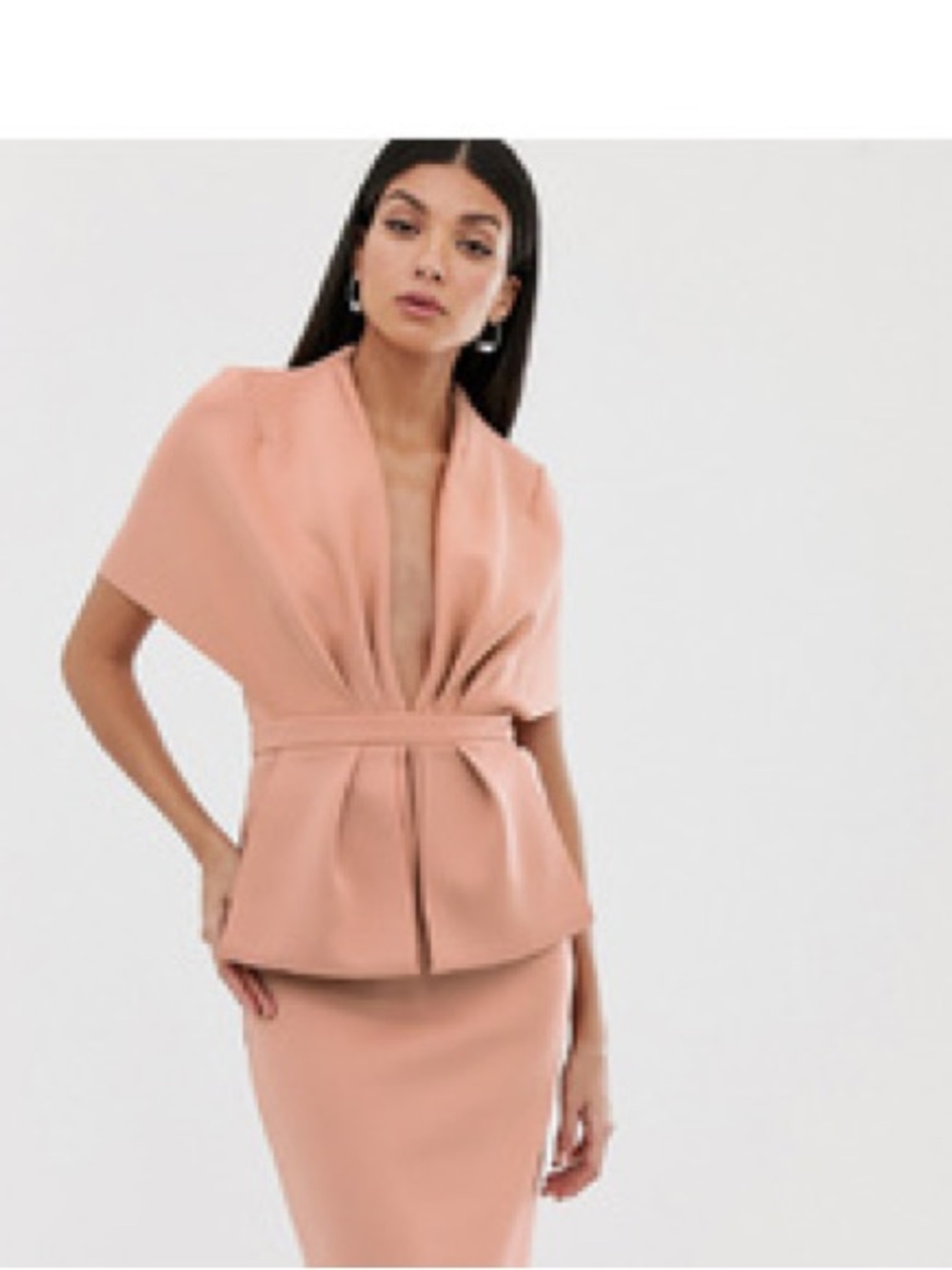 ASOS Blush Pink Cape Peplum Pencil Midi Dress Size 0 NWT